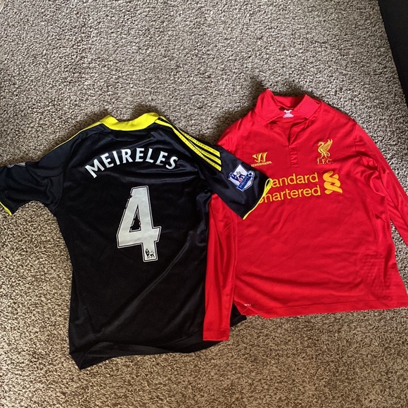Pair of Liverpool soccer player jerseys size small. Meireles + Henderson. - Picture 2 of 2